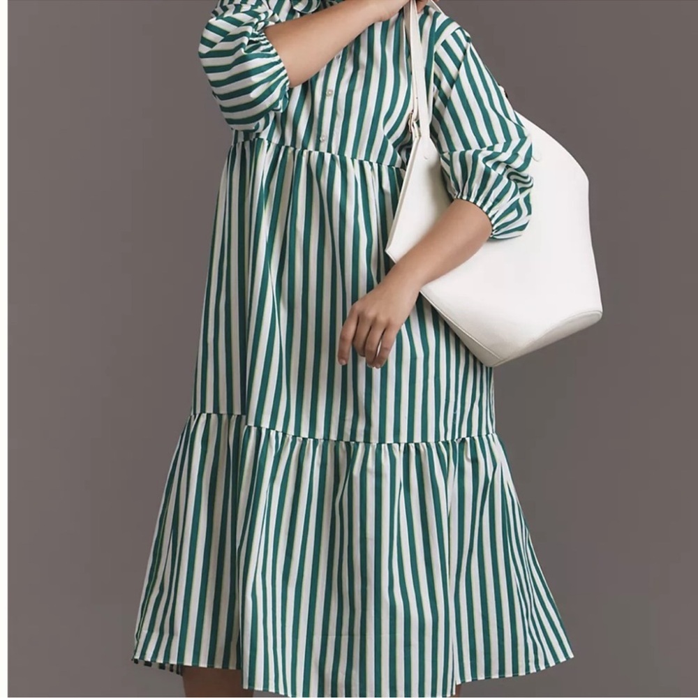 Anthropologie💚 Maeve Bettina Tiered Shirt Dress, S, NWT - Picture 3 of 16